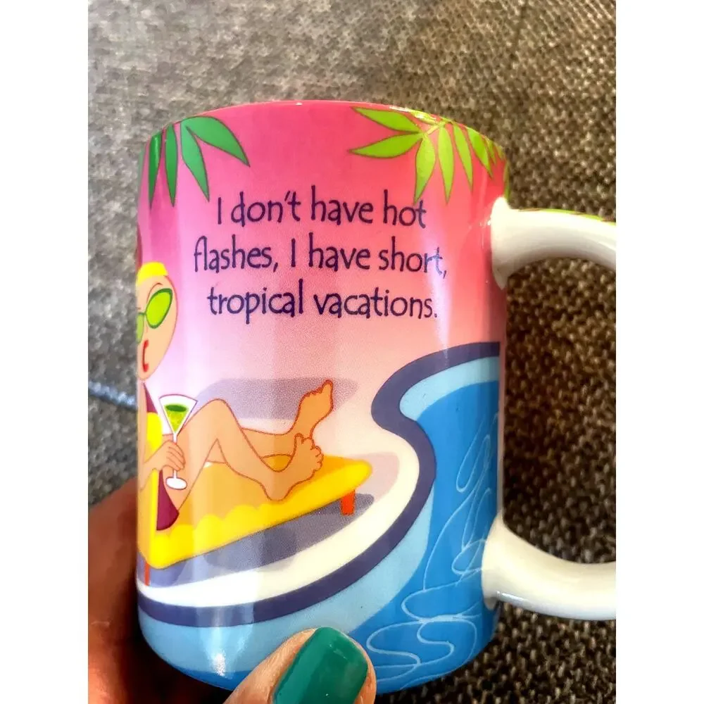 New Cape Shore set of 2 funny tropical coffee mugs colorful novelty cups
